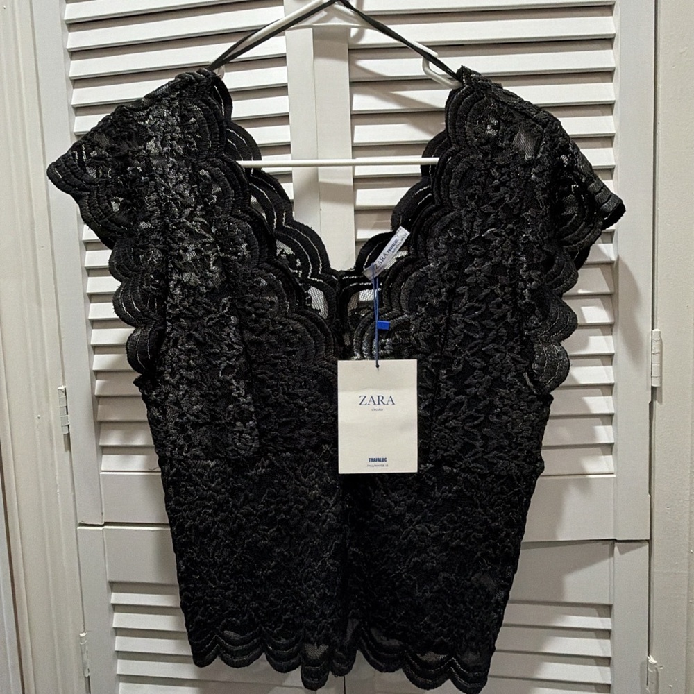 Zara Elegant Black Lace Blouse